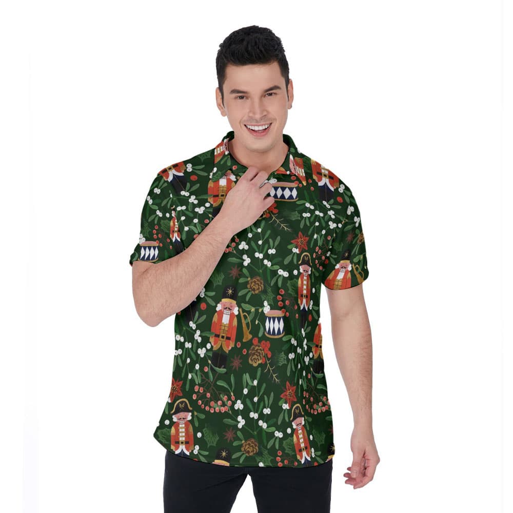 Nutcracker Christmas Tropical Hawaiian Polo Shirt For Men