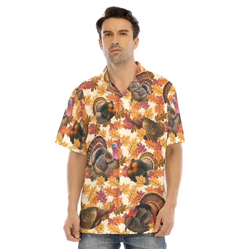 Thanksgiving Turkey Orange Autumn Leave Hawaiian Shirt