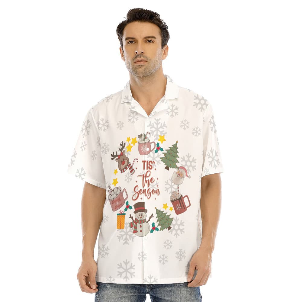 Tis The Season Christmas Hawaiian White Shirt