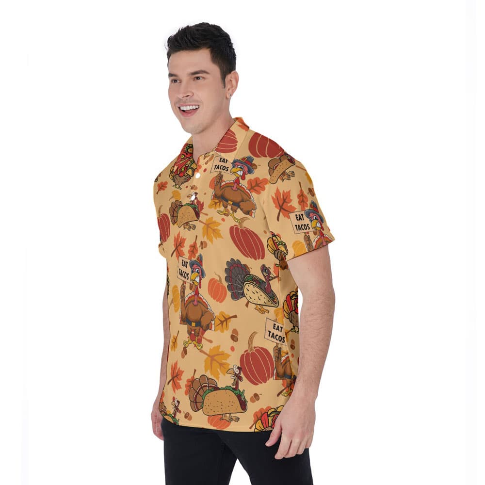 Turkey Taco Thanksgiving Hawaiian Polo Shirt For Men