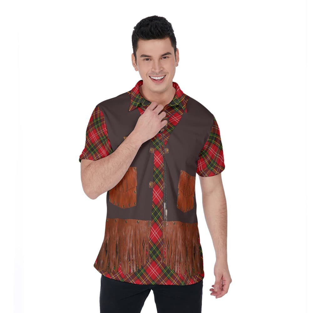Vintage Christmas Santa Cowboy Hawaiian Polo Shirt