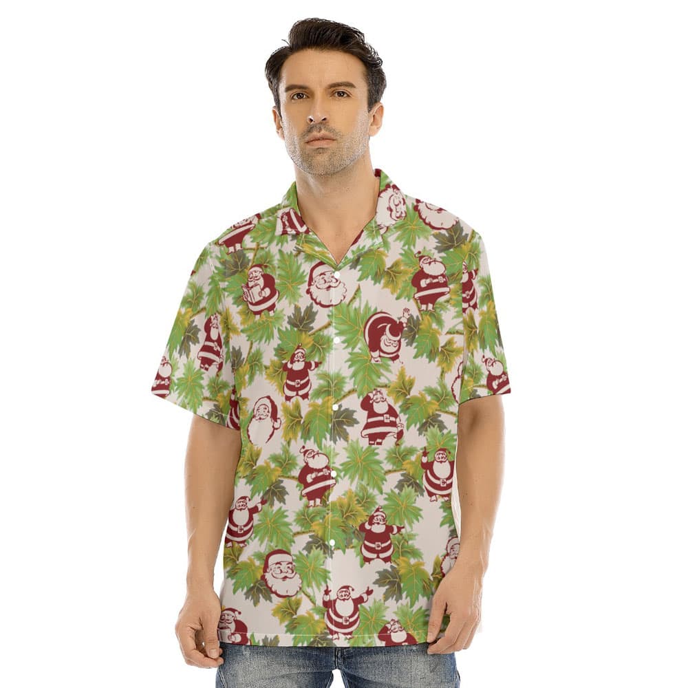 Vintage Santa Claus Tropical Christmas Hawaiian Shirt