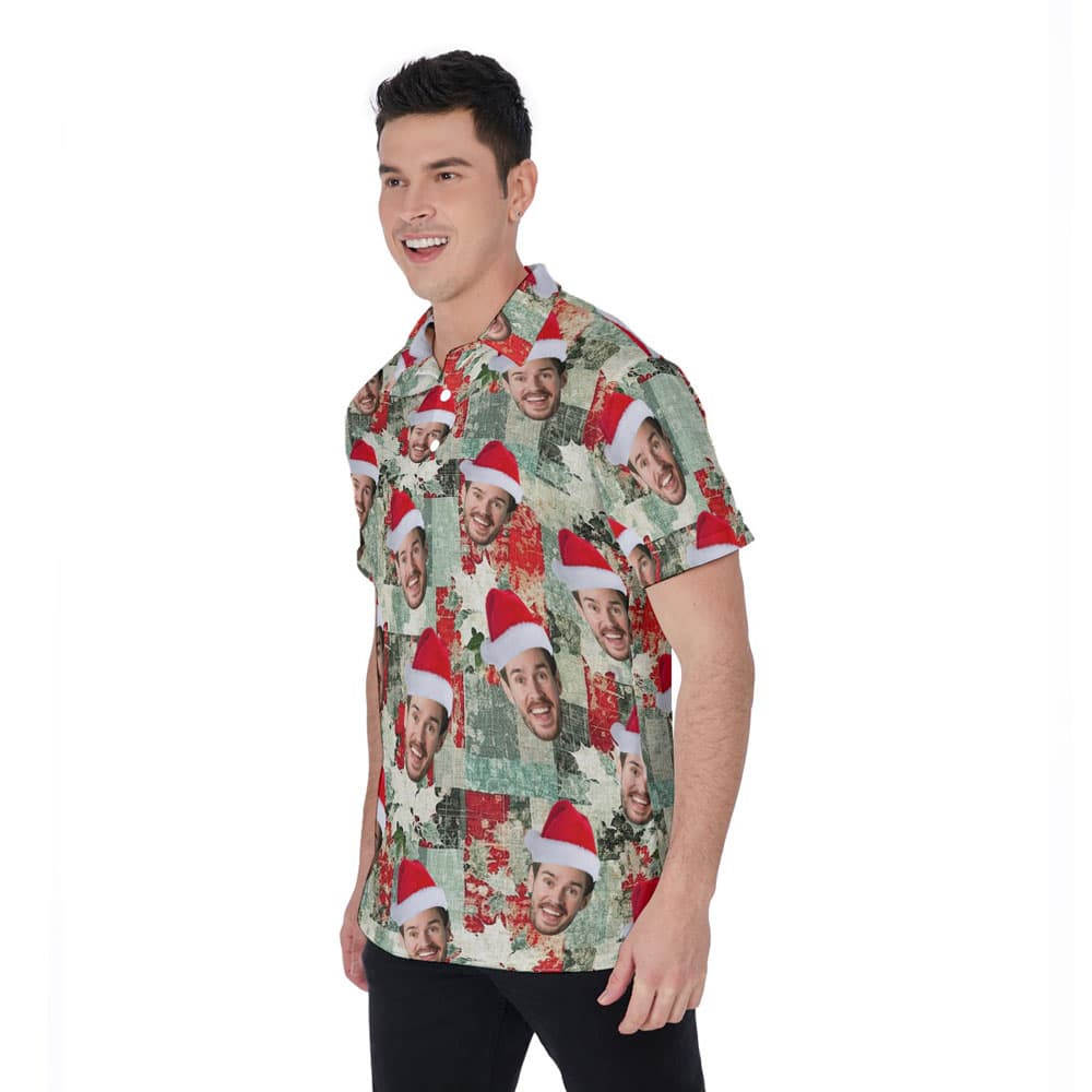 Custom Face Christmas Vintage Hawaiian Polo Golf Shirt