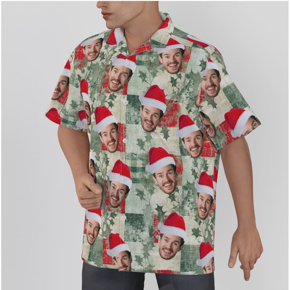 Custom Face Christmas Vintage Patterns Hawaiian Shirt