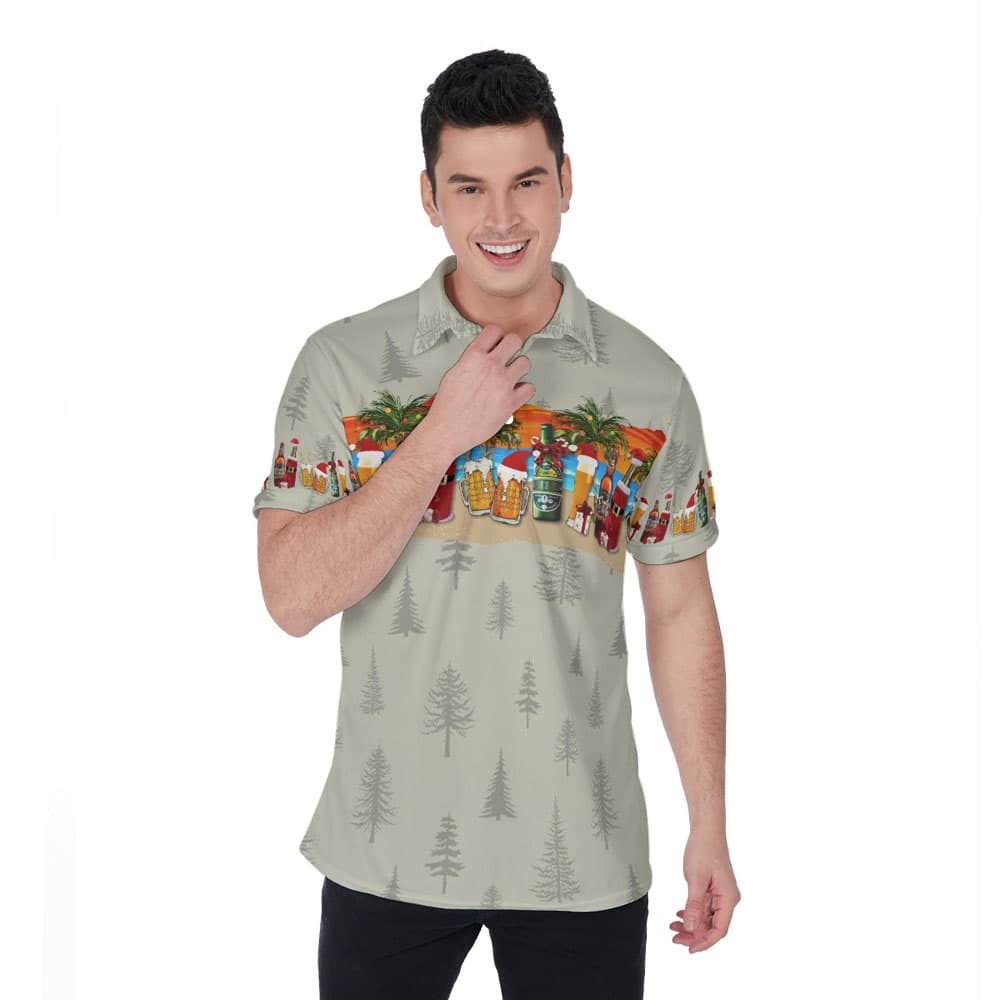 Funny Christmas Beers Tropical Aloha Polo Shirt