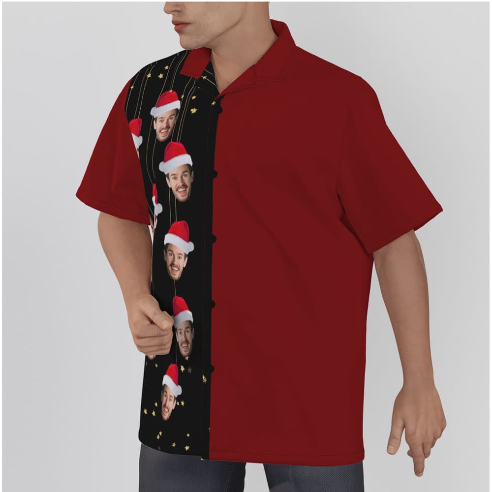 Funny Custom Face Christmas Red Men's Hawaiian Shirt