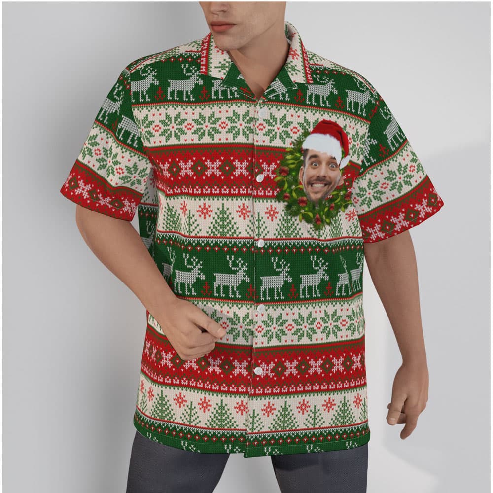 Funny Custom Face Ugly Reindeer Christmas Hawaiian Shirt