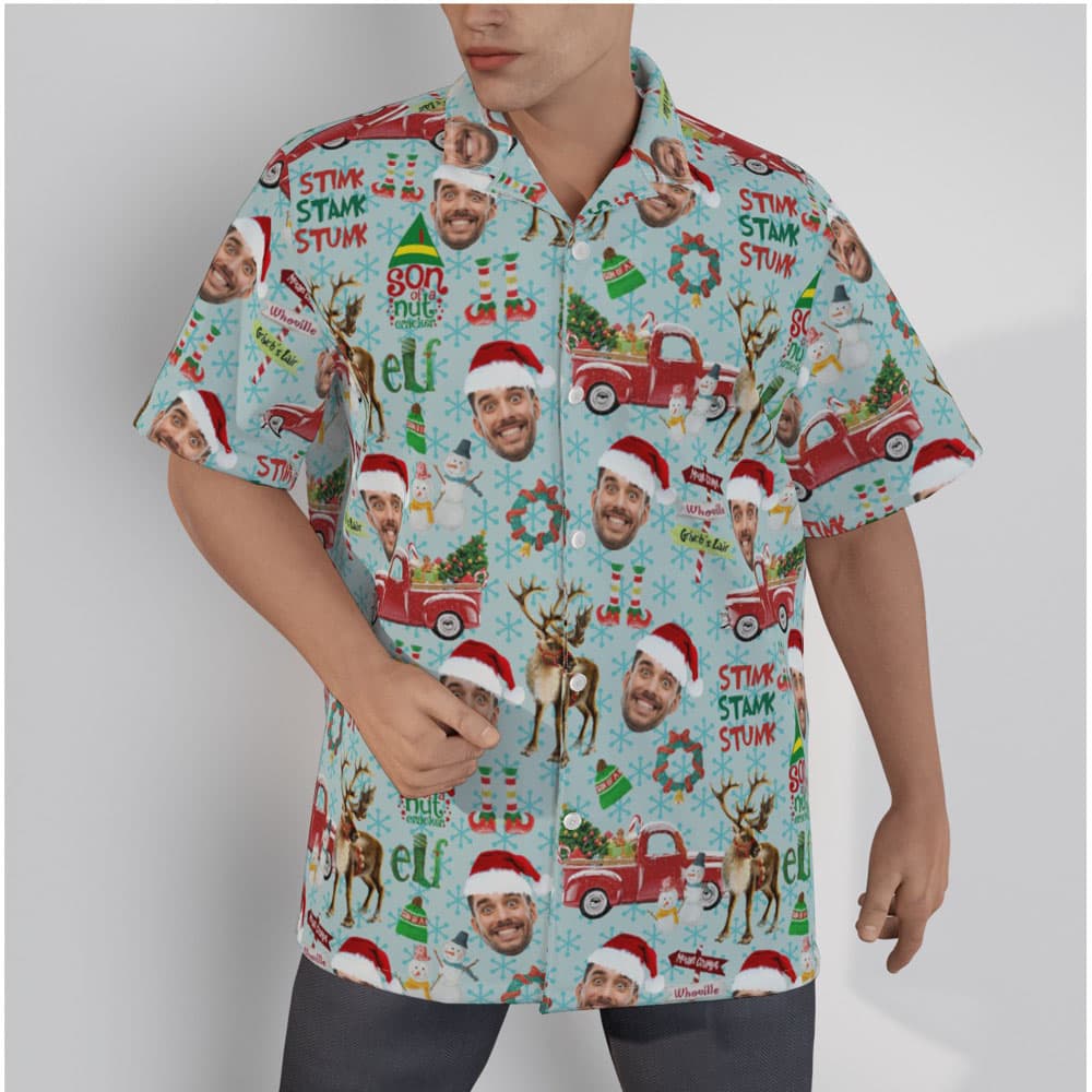 Stink Stank Stunk Custom Face Christmas Blue Hawaiian Shirt