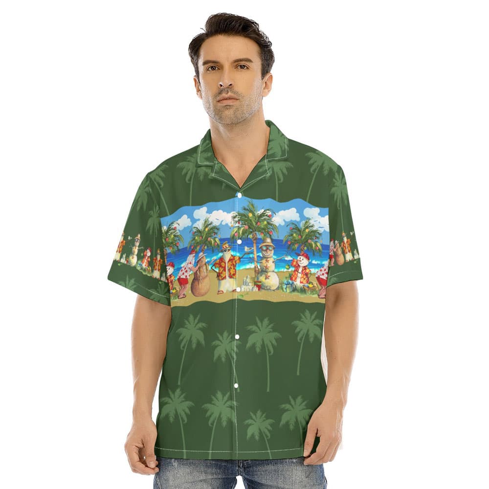 Tropical Summer Christmas Snowman Hawaiian Beach Shirt