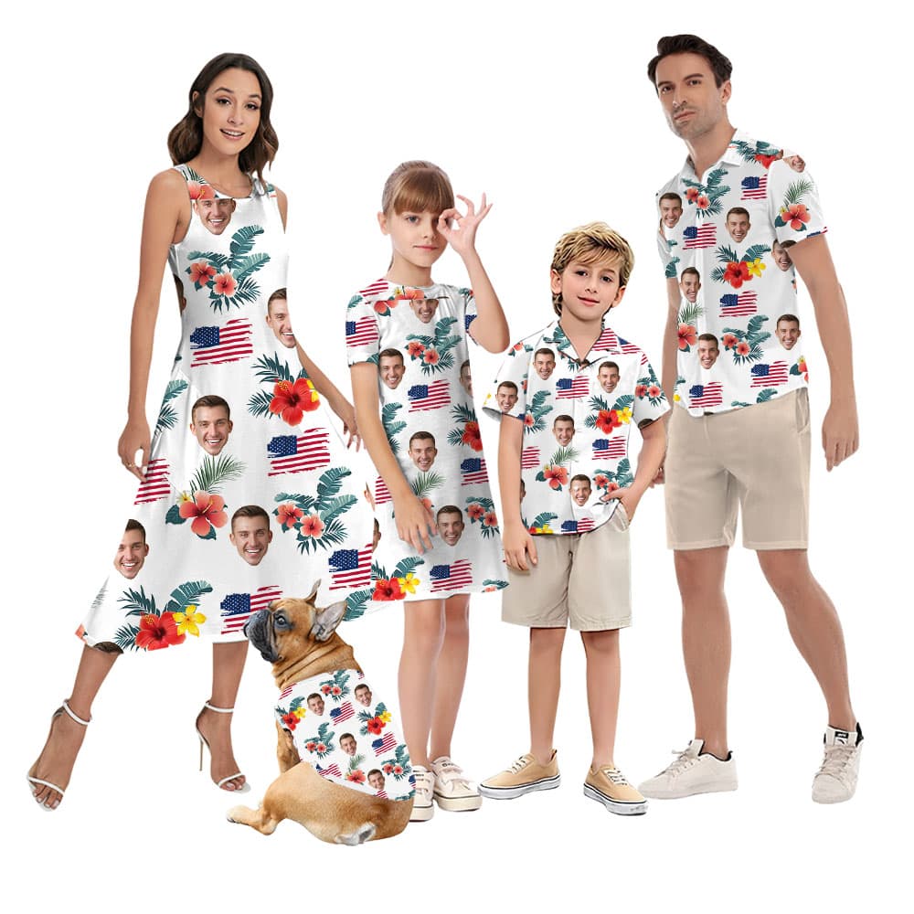 4th Of July Custom Tropical Hawaiian Shirt With Faces2