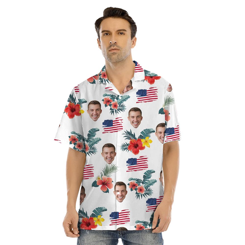 4th Of July Custom Tropical Hawaiian Shirt With Faces2