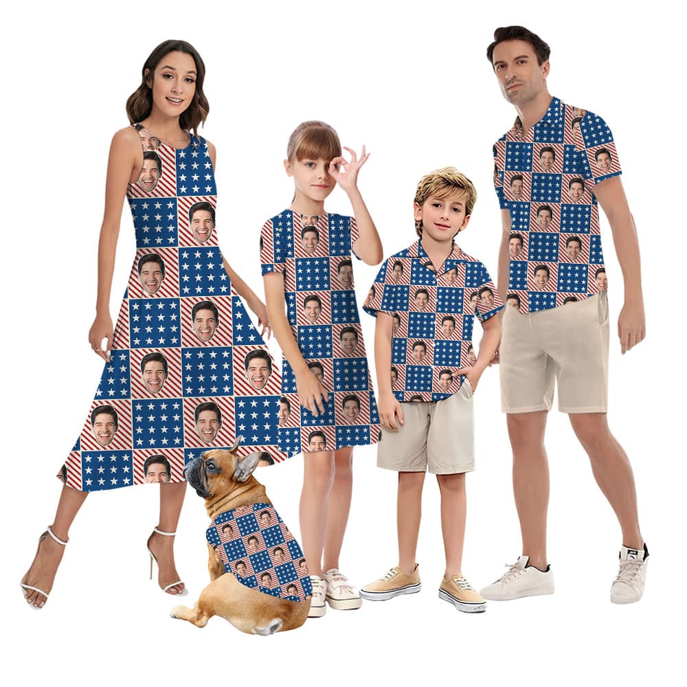 American Flag Custom Matching Family Outfits With Faces2