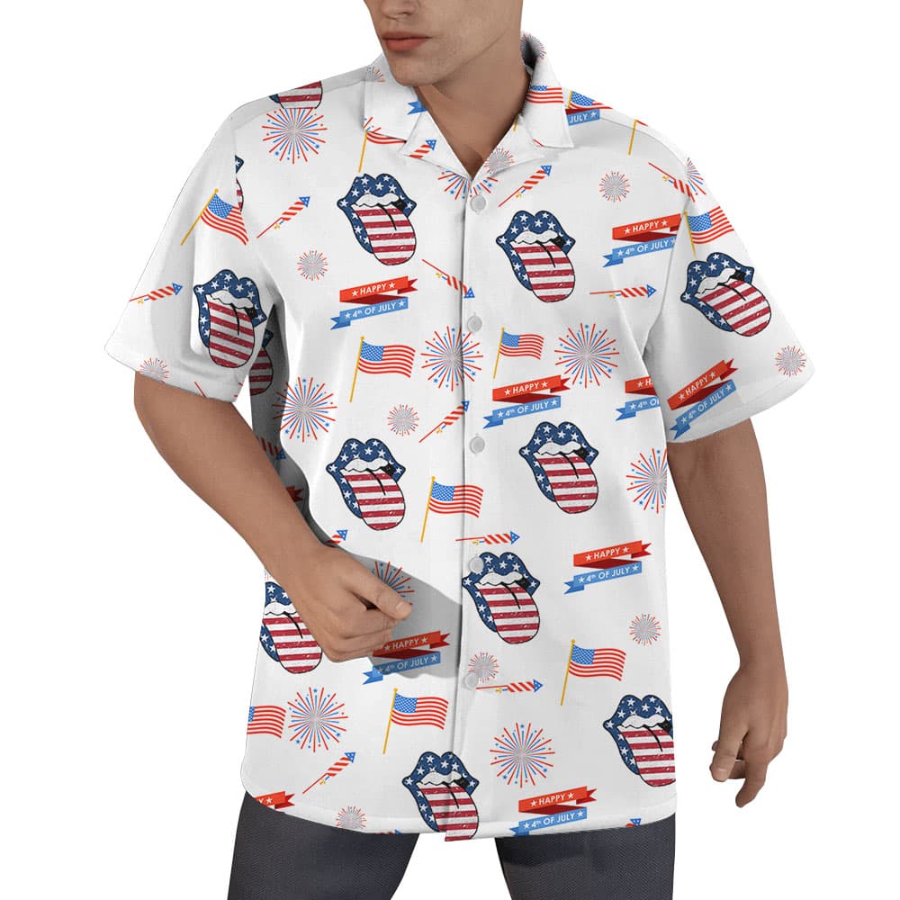 American Flag Lips Hawaiian Shirt For Men1