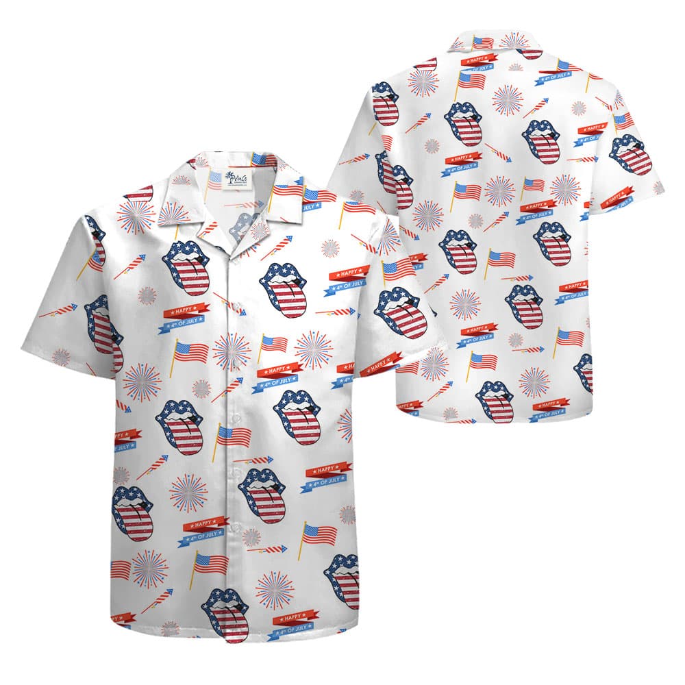 American Flag Lips Hawaiian Shirt For Men1