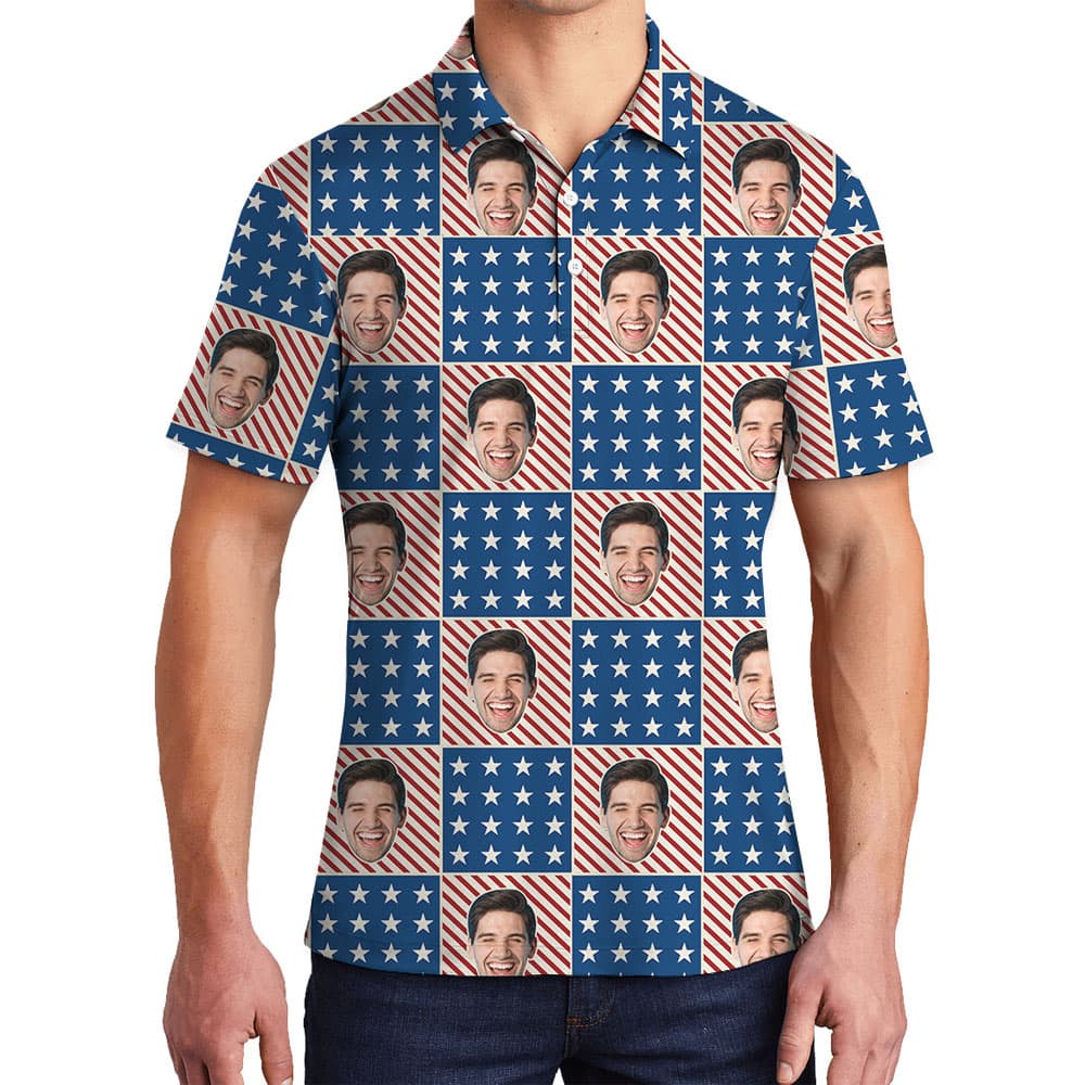 American Men's Polo Shirts With Custom Faces4