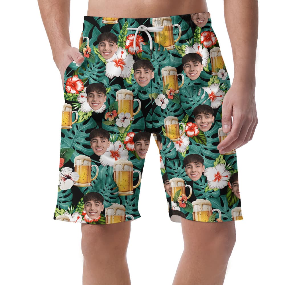 Beer Mug Custom Face Men’s Hawaiian Shorts1