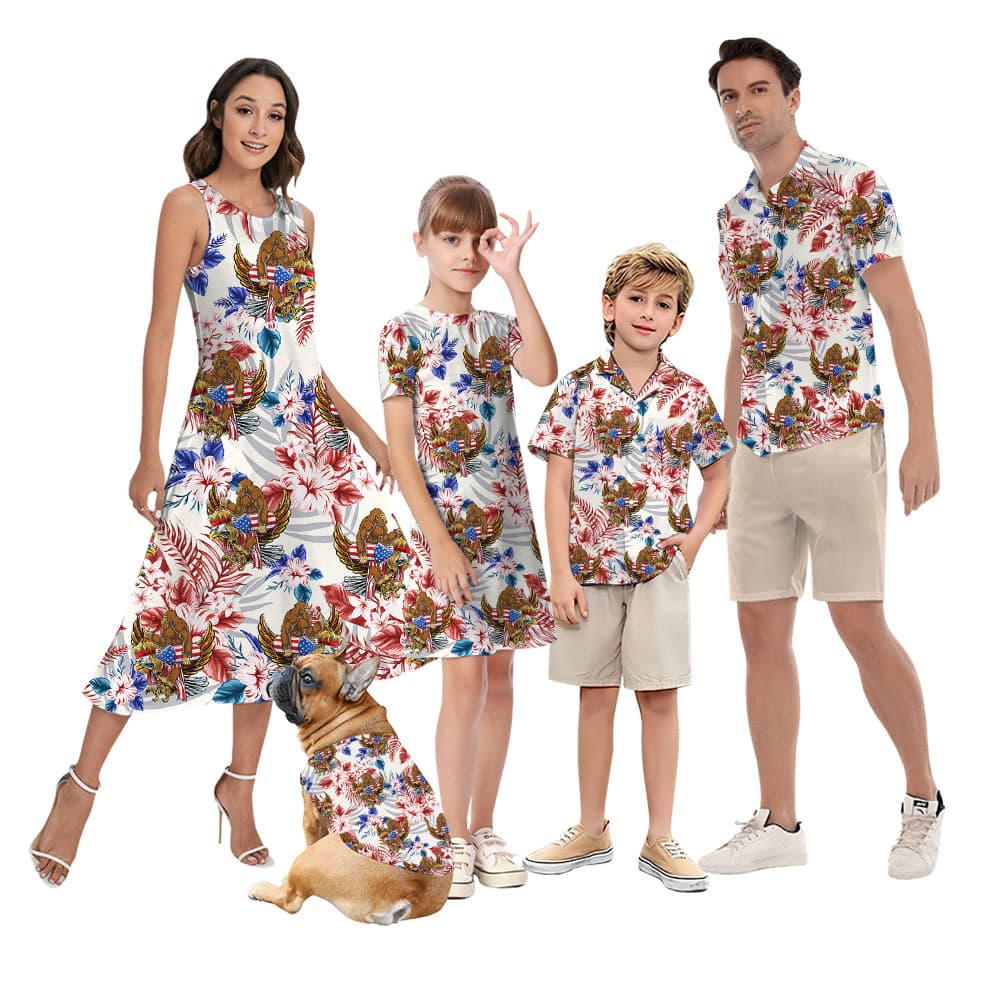 Bigfoot 4th Of July Matching Hawaiian Shirts For Family1
