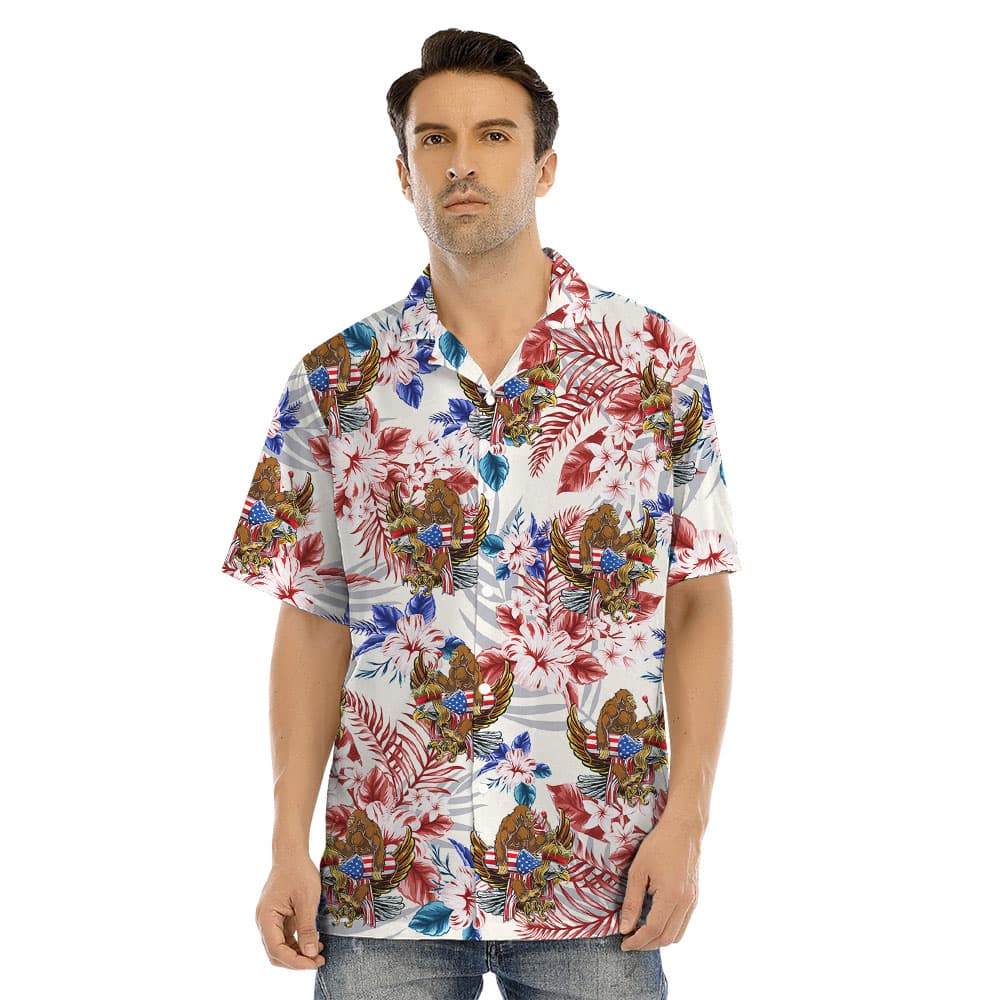 Bigfoot 4th Of July Matching Hawaiian Shirts For Family1