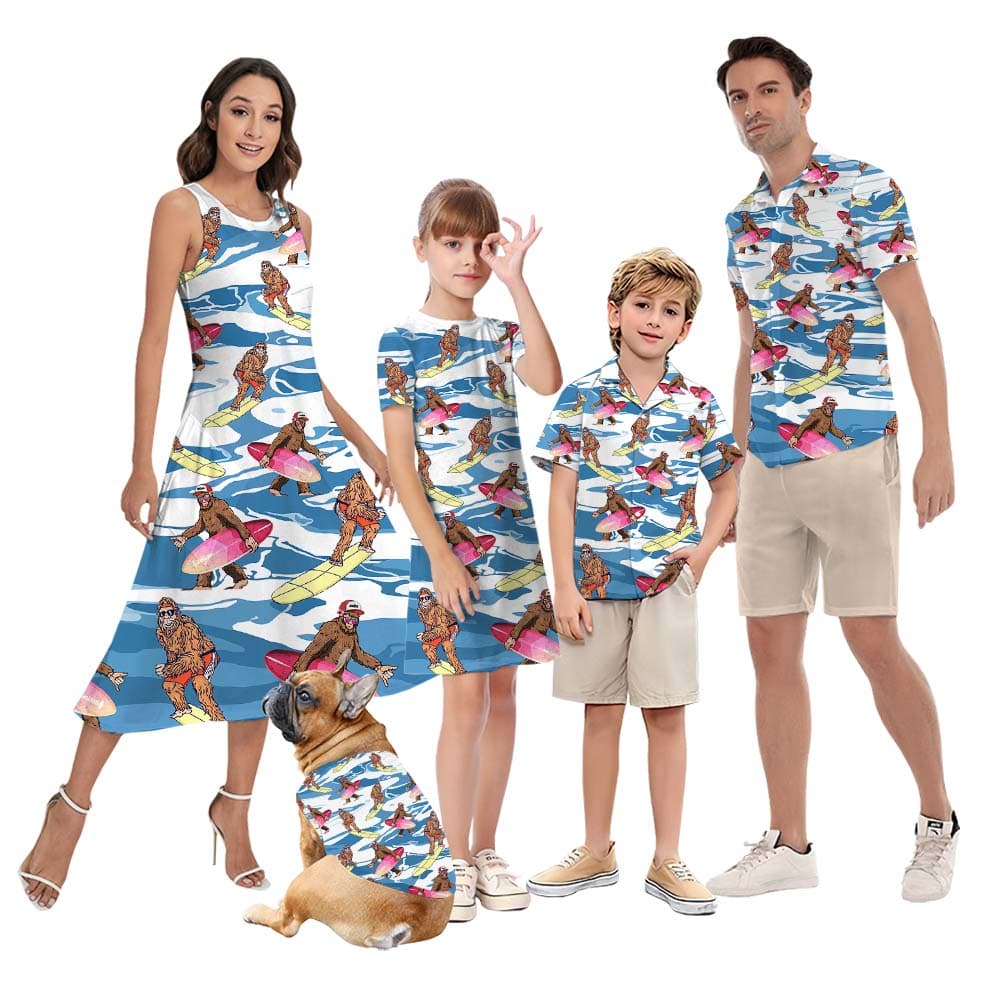 Bigfoot Beach Matching Hawaiian Shirts For Family1