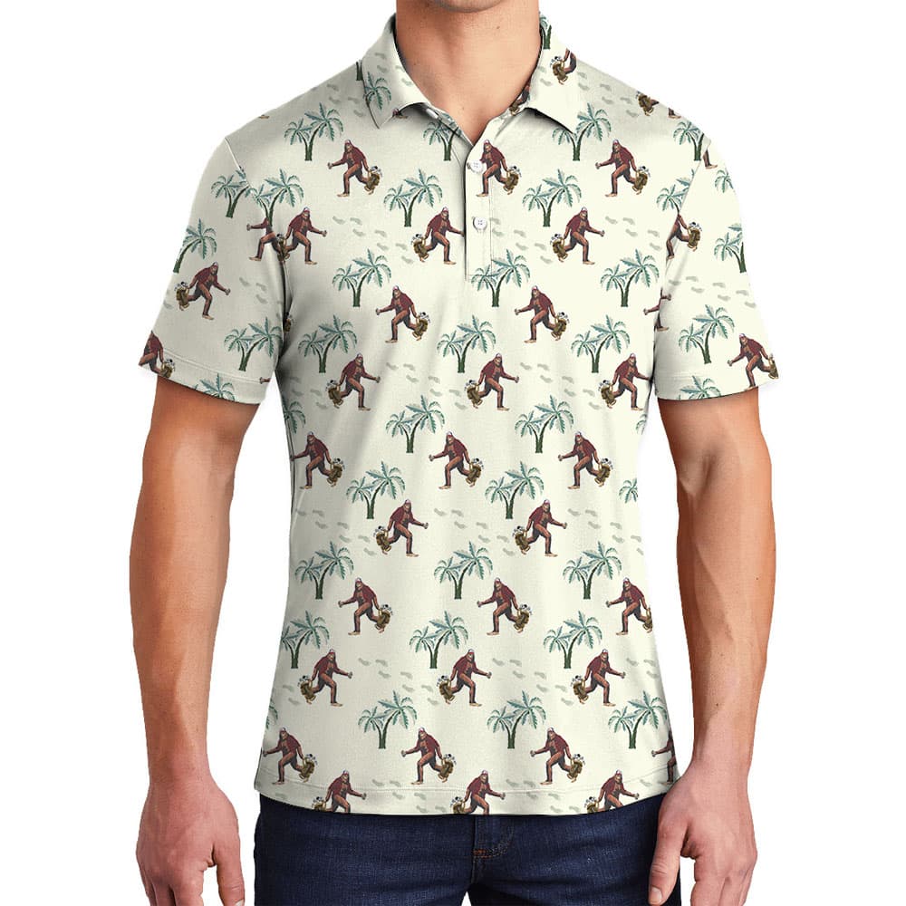Bigfoot Beach Themed Golf Polos For Men1