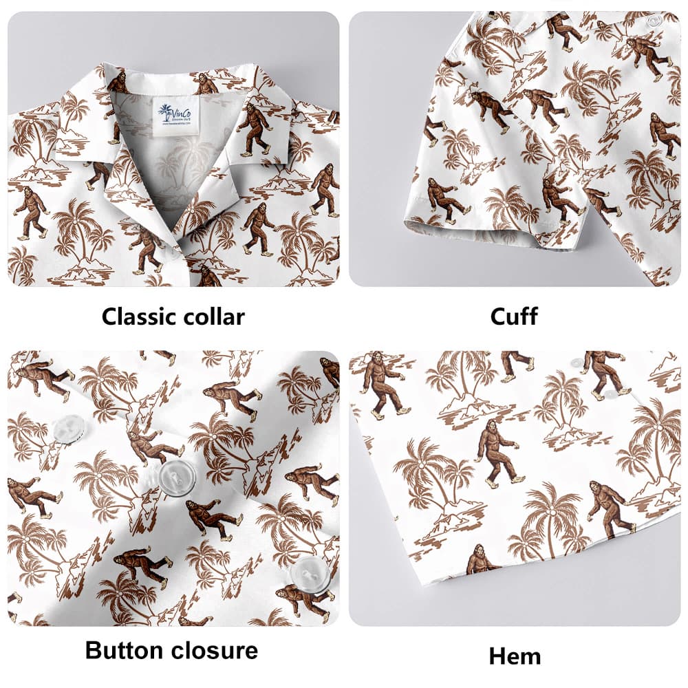 Bigfoot Tropical Palm Trees Classic Hawaiian Button Up Shirt