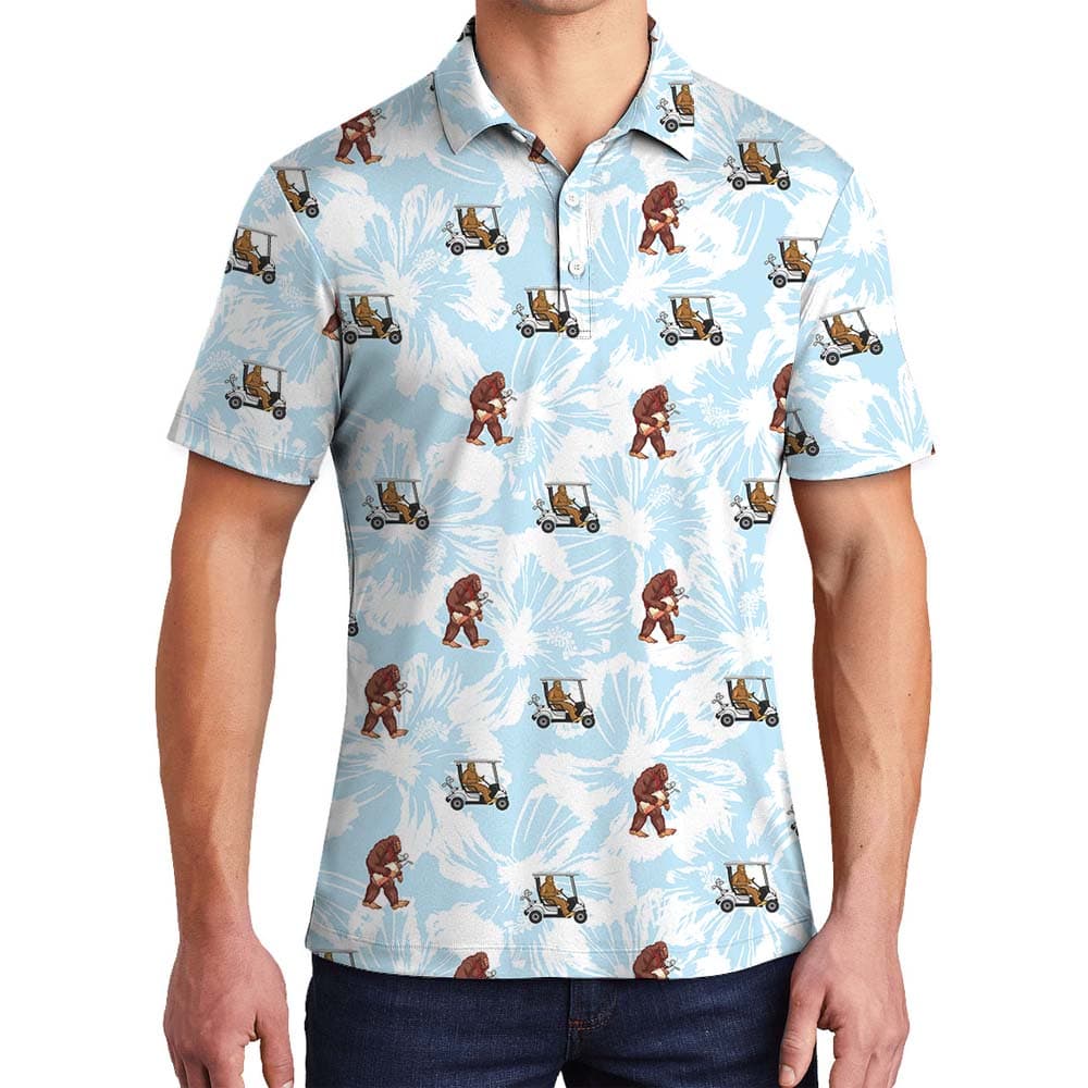 Bigfoot White And Blue Golf Polos For men1