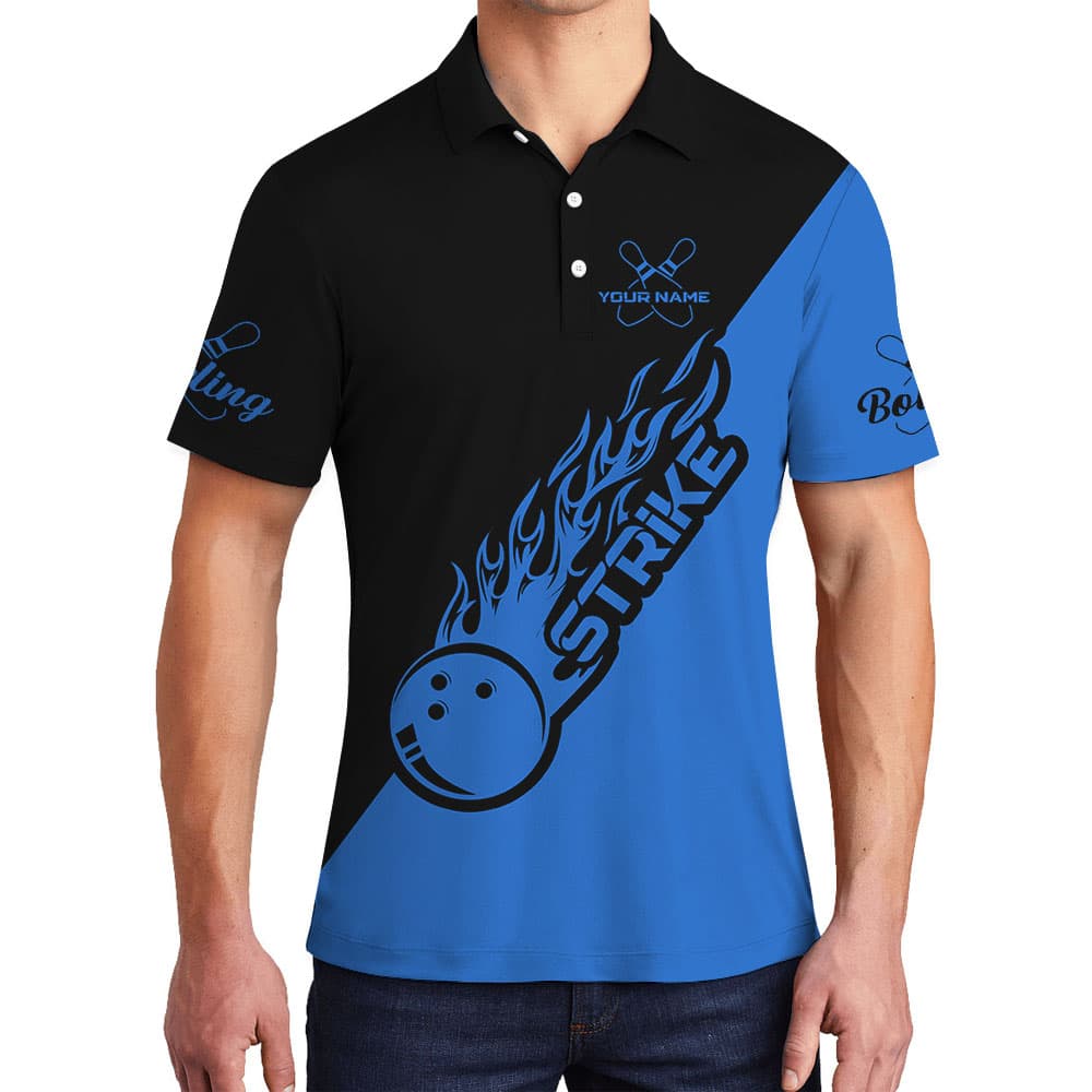Blue Cool Bowling Polo Shirt With Custom Team Name1
