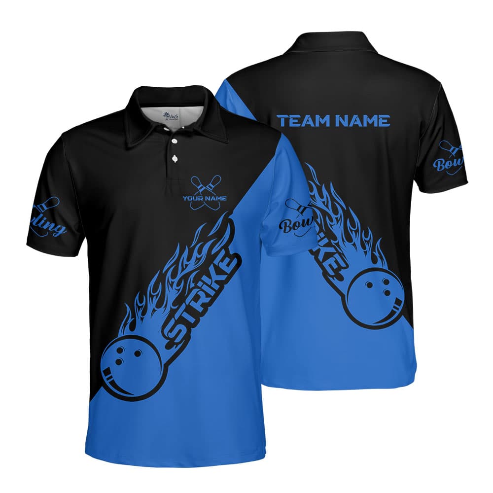 Blue Cool Bowling Polo Shirt With Custom Team Name1