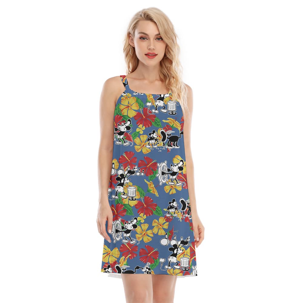 Breezy Bliss Mickey Steamboat Willie 1928 Hawaiian Cami Dress1