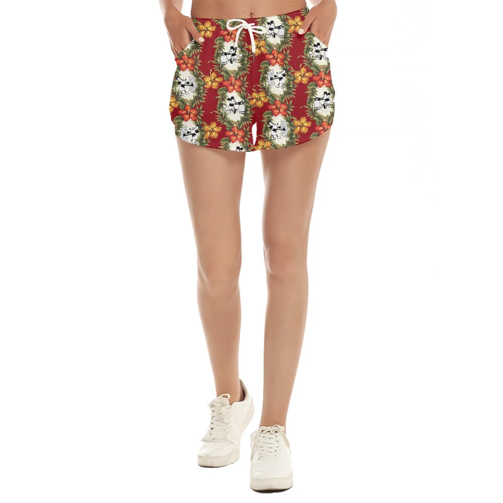 Breezy Red Hawaiian Mickey 1928 Shorts For Women1