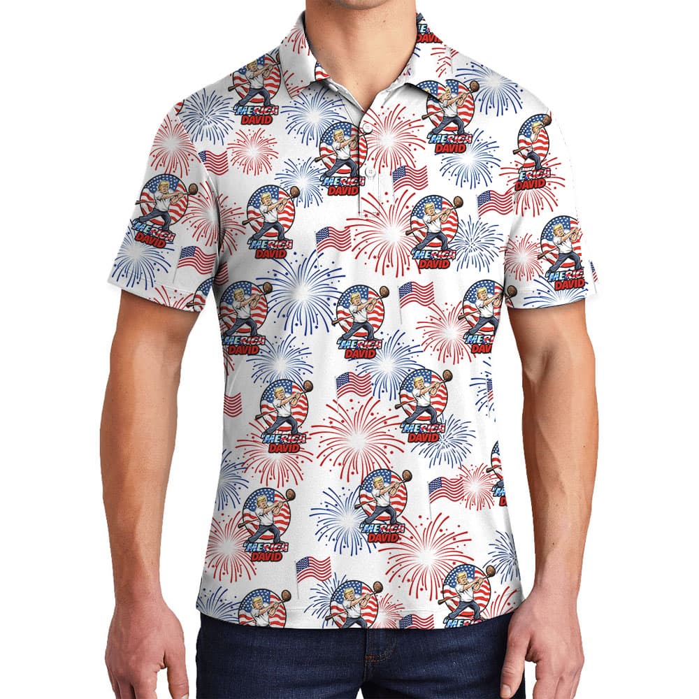 Cool American President Firework Men’s Polo Shirt 4