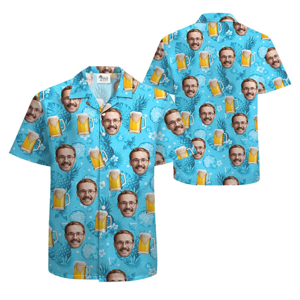Cool Beer Custom Face Blue Hawaiian Shirt For Men5