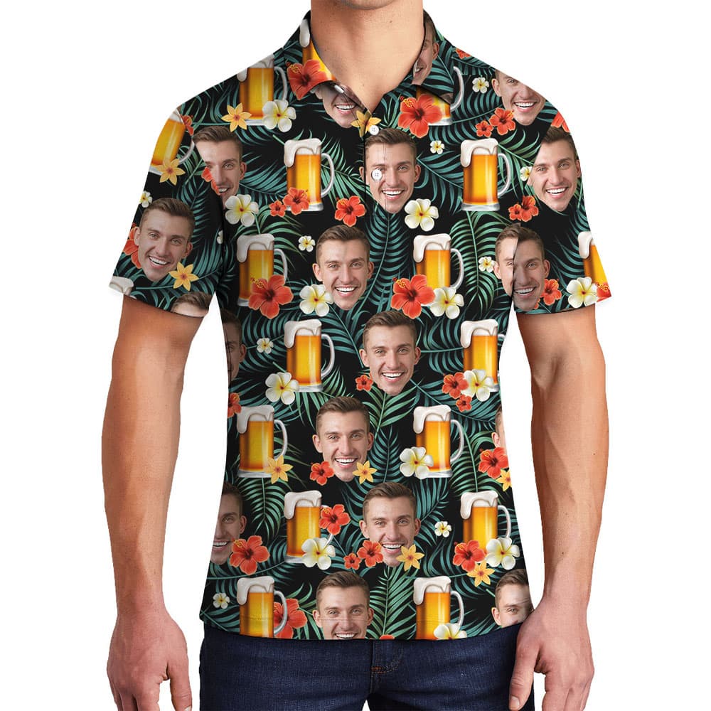 Cool Beer Men's Polo Shirt With Multiple Faces