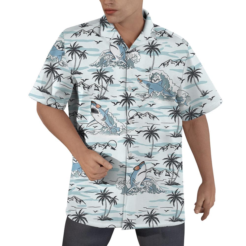 Cool Shark Print Hawaiian Shirt For Men
