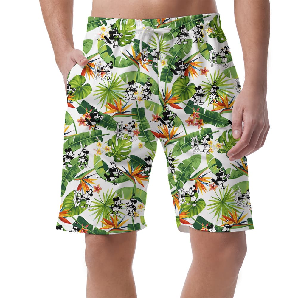 Cool Tropical Mickey Mouse Men's Hawaiian Beach Shorts