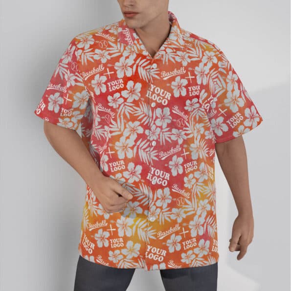 Custom Baseball Team Aloha Shirt With Logo