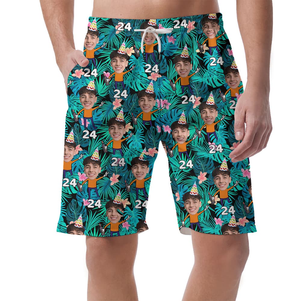 Custom Birthday Boy Men's Hawaiian Shorts With Photos1