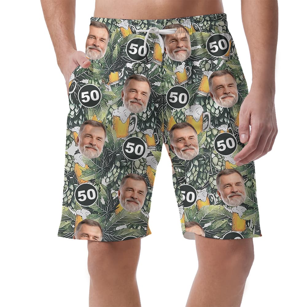 Custom Birthday Hawaiian Mens Short with Face and Age1