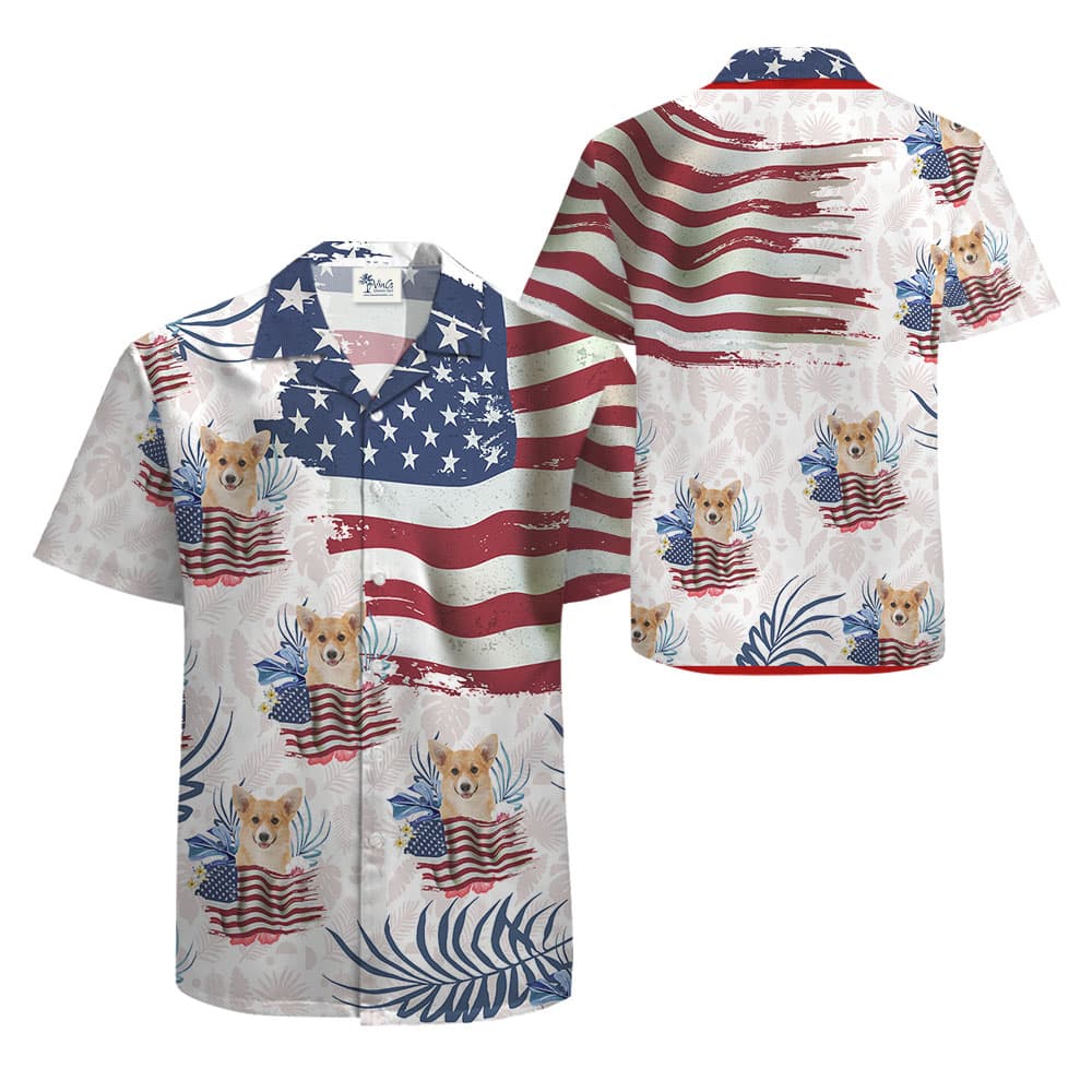 Custom Dog Face American Flag Hawaiian Shirt1