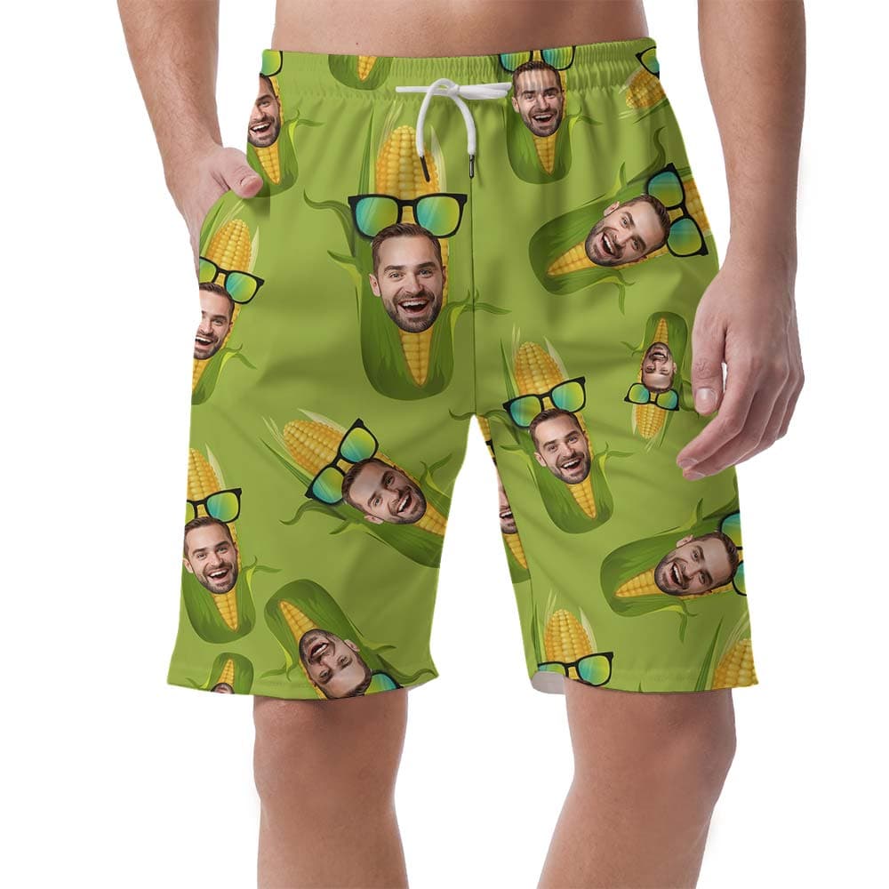 Funny Corn Hawaiian Custom Face Shorts Men