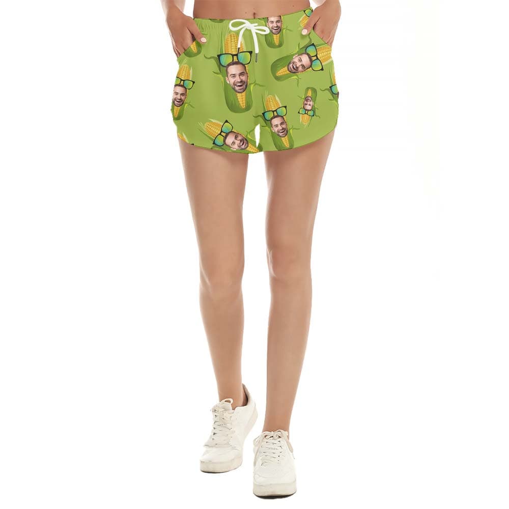Custom Face Corn Hawaiian Shorts Women