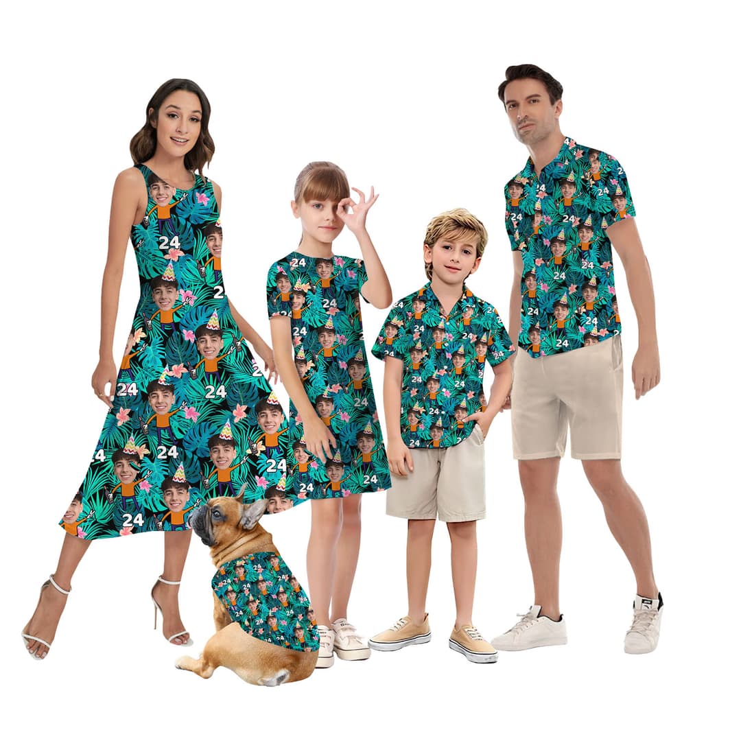 Custom Face Birthday Boy Matching Hawaiian Outfits With Face And Year5