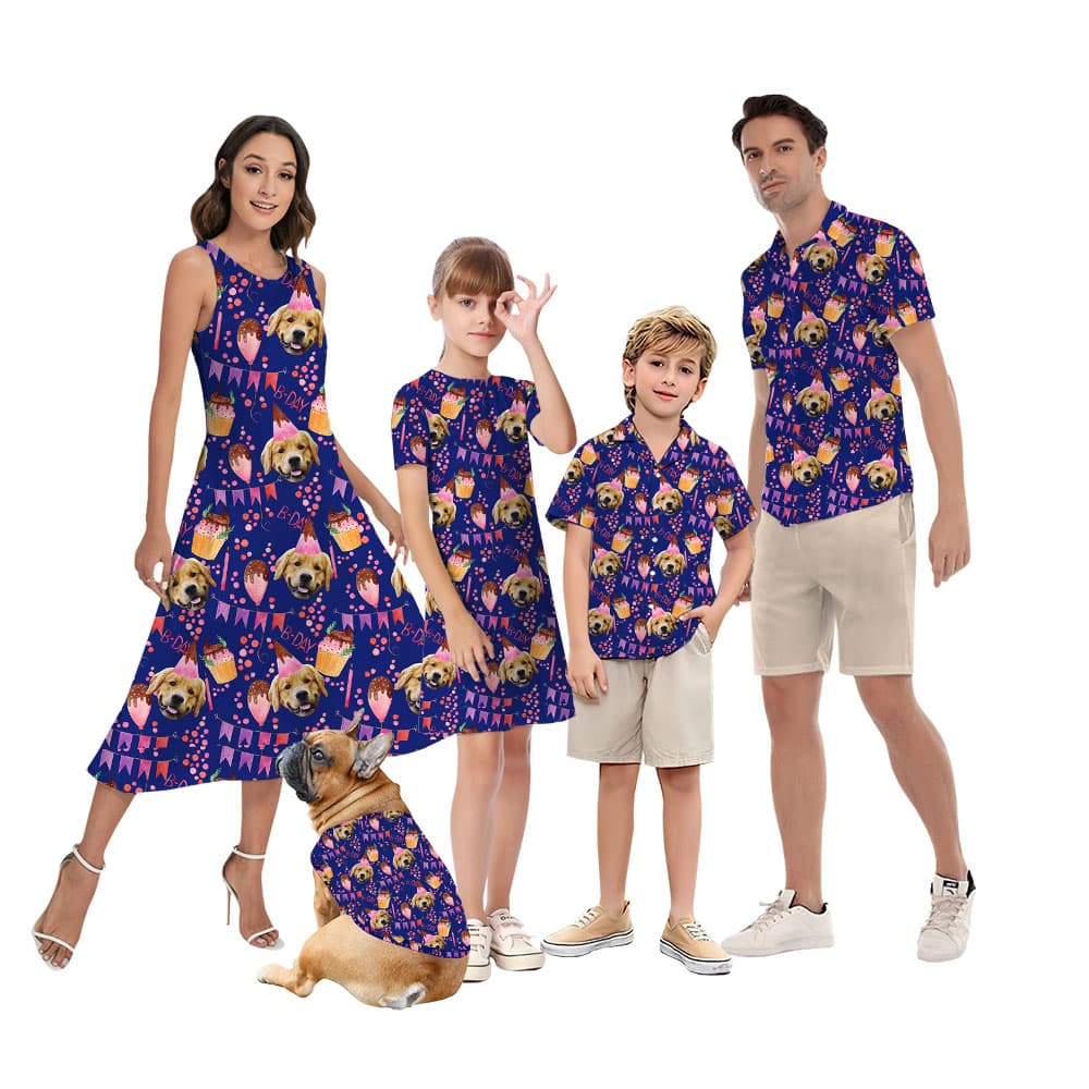 Custom Face Family Matching Hawaiian Birthday Party1