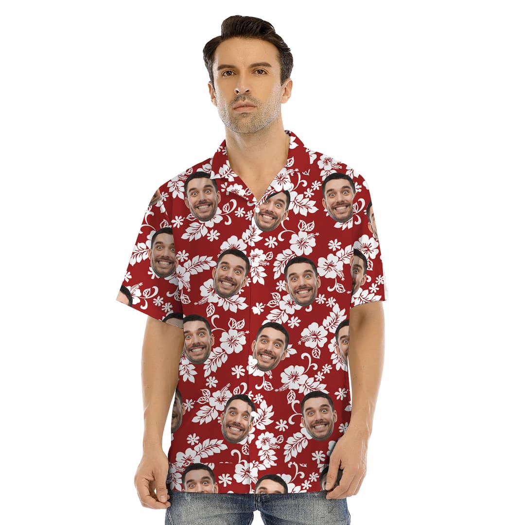 Custom Face Floral Matching Hawaiian Shirt With Dog1