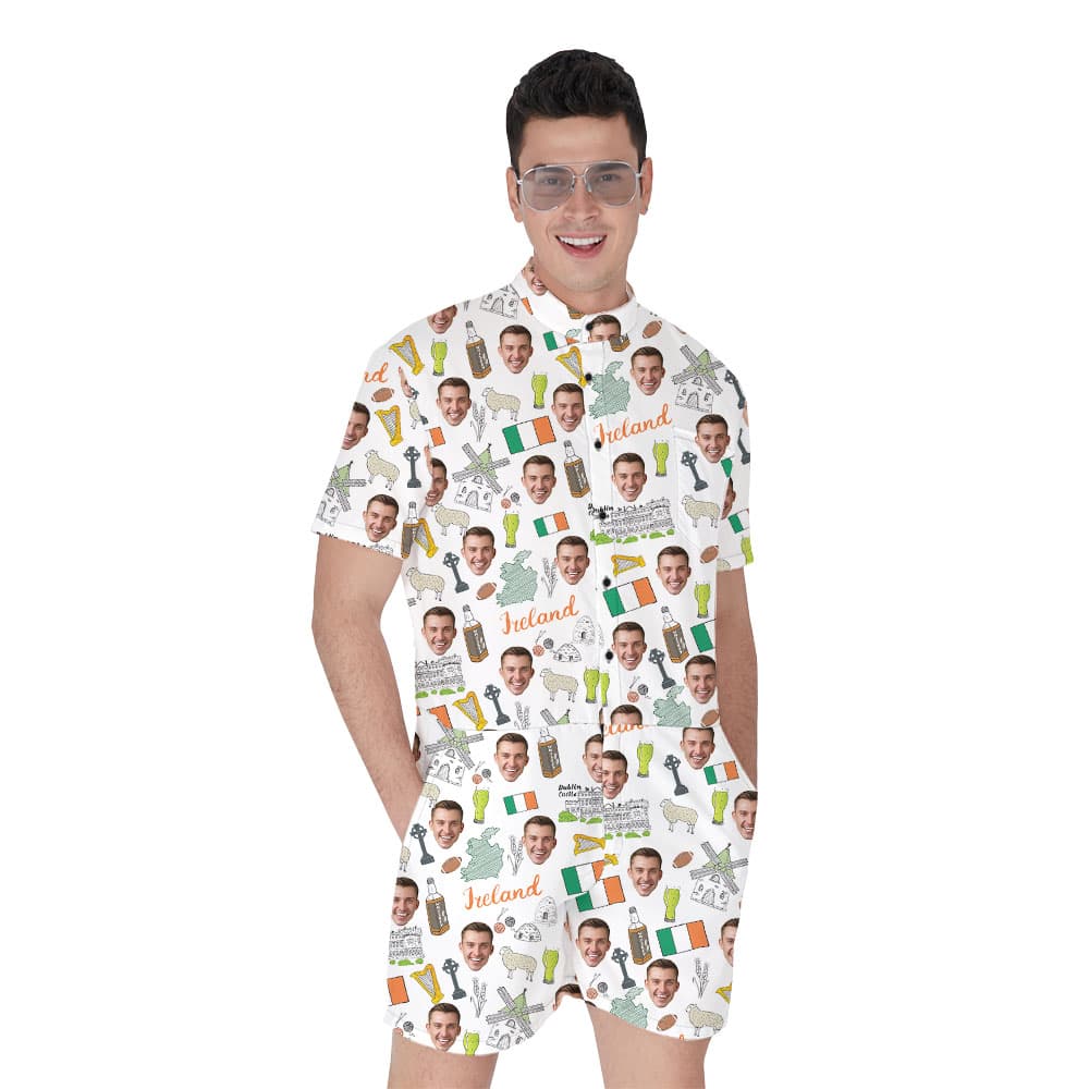 Custom Face Irish Saint Patrick Day Male Romper 1