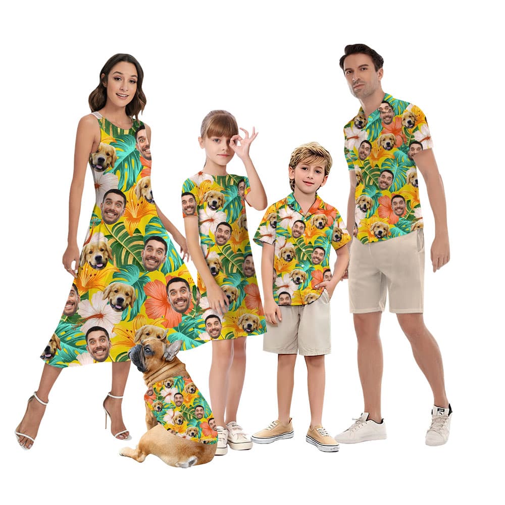 Custom Face Matching Hawaiian Shirt For Family1