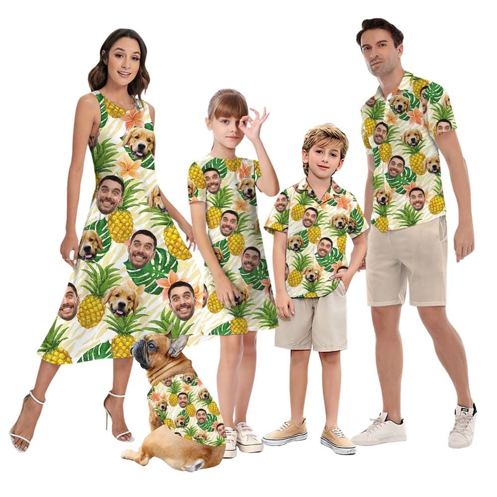 Custom Face Pineapple Matching Family Hawaiian Shirts1