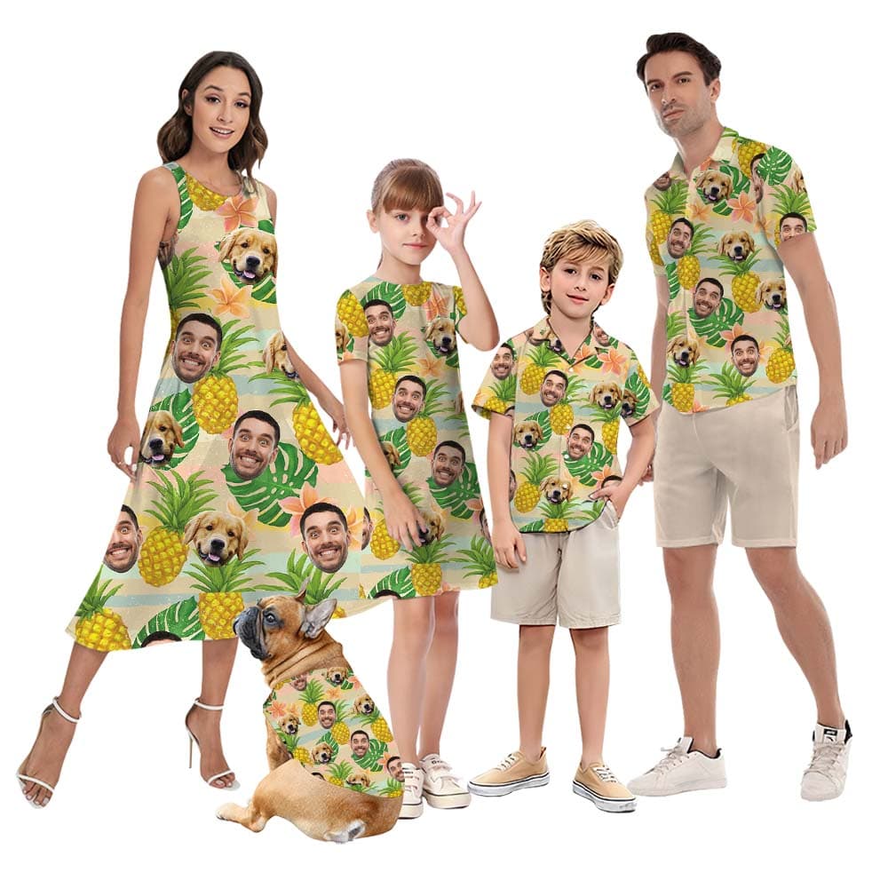 Custom Face Pineapple Matching Hawaiian Outfits For Family1
