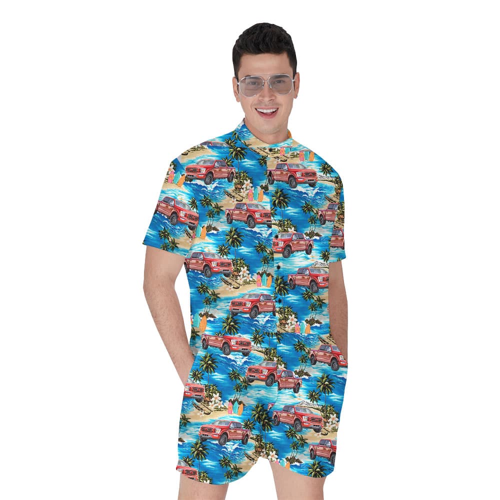 Custom Hawaiian Male Romper With Car Photos1