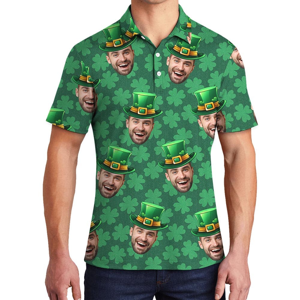 Custom Hawaiian Polo Shirt With Your Face Luck Charm